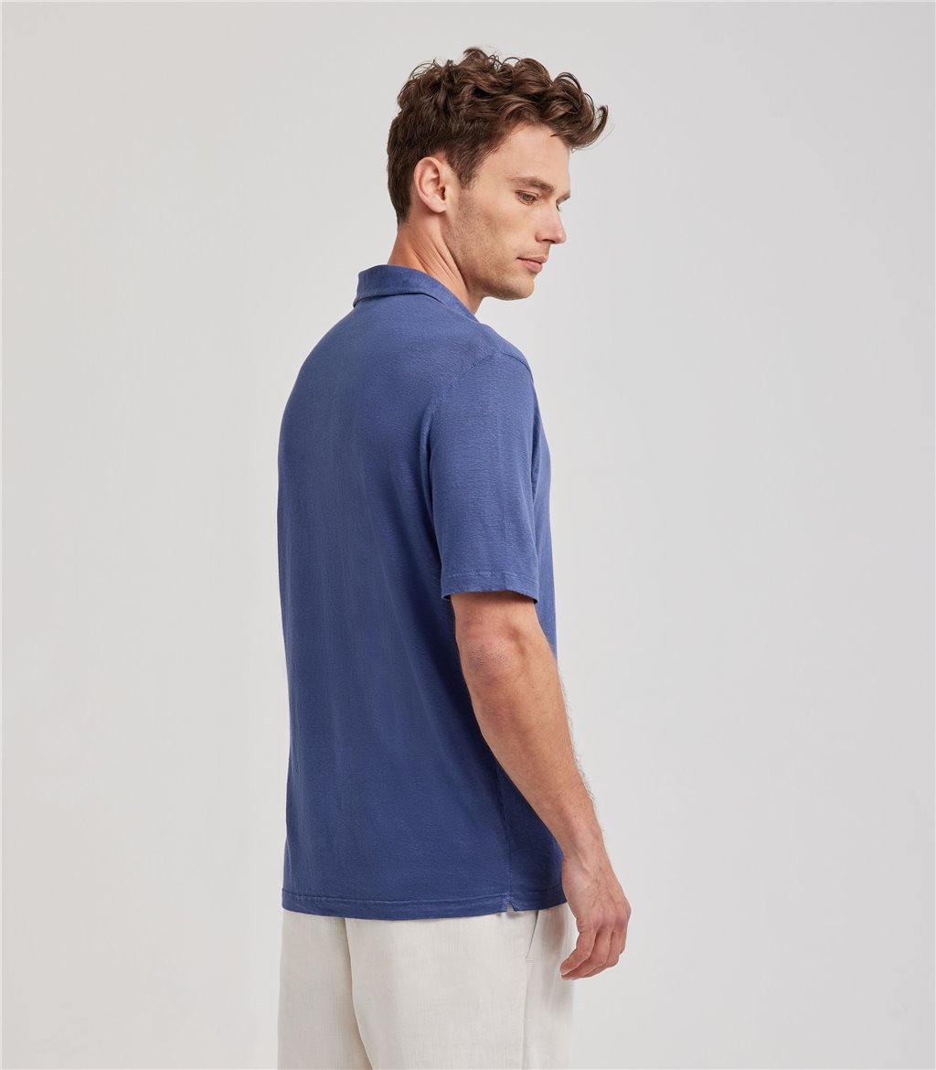 S.Moritz Polo skipper blu da uomo in jersey lino | S.Moritz Sito Ufficiale Acquista Ora