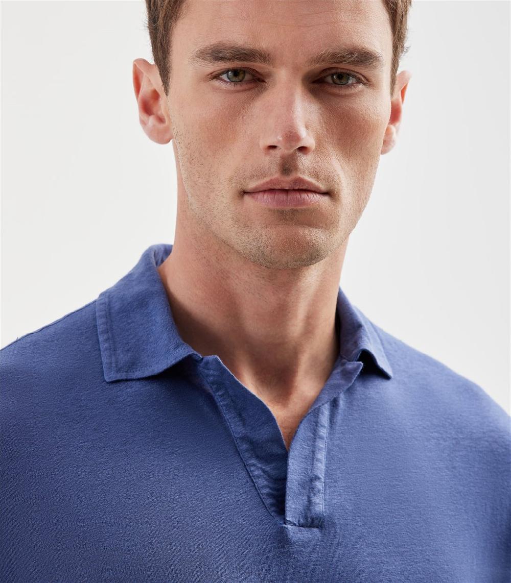 S.Moritz Polo skipper blu da uomo in jersey lino | S.Moritz Sito Ufficiale Acquista Ora