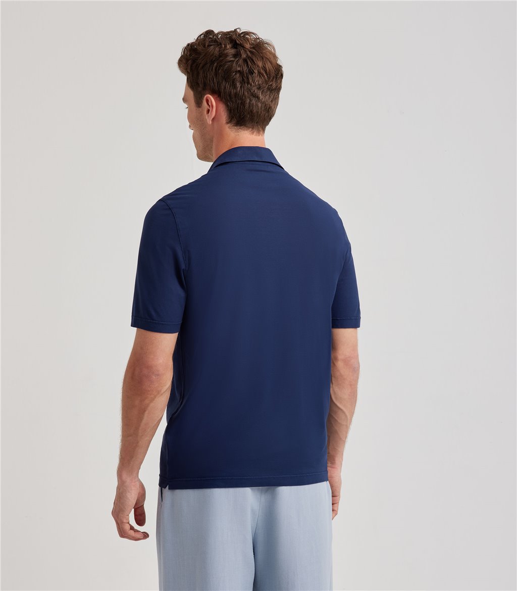 S.Moritz Polo indaco da uomo in cotone crepe | S.Moritz Sito Ufficiale Promozione Limitata
