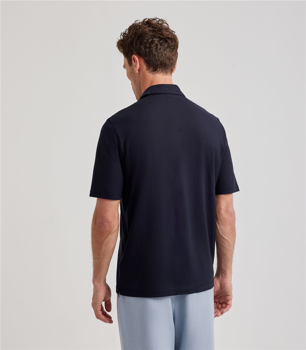 S.Moritz Polo blu navy da uomo in cotone crepe | S.Moritz Sito Ufficiale Fino Al -60%