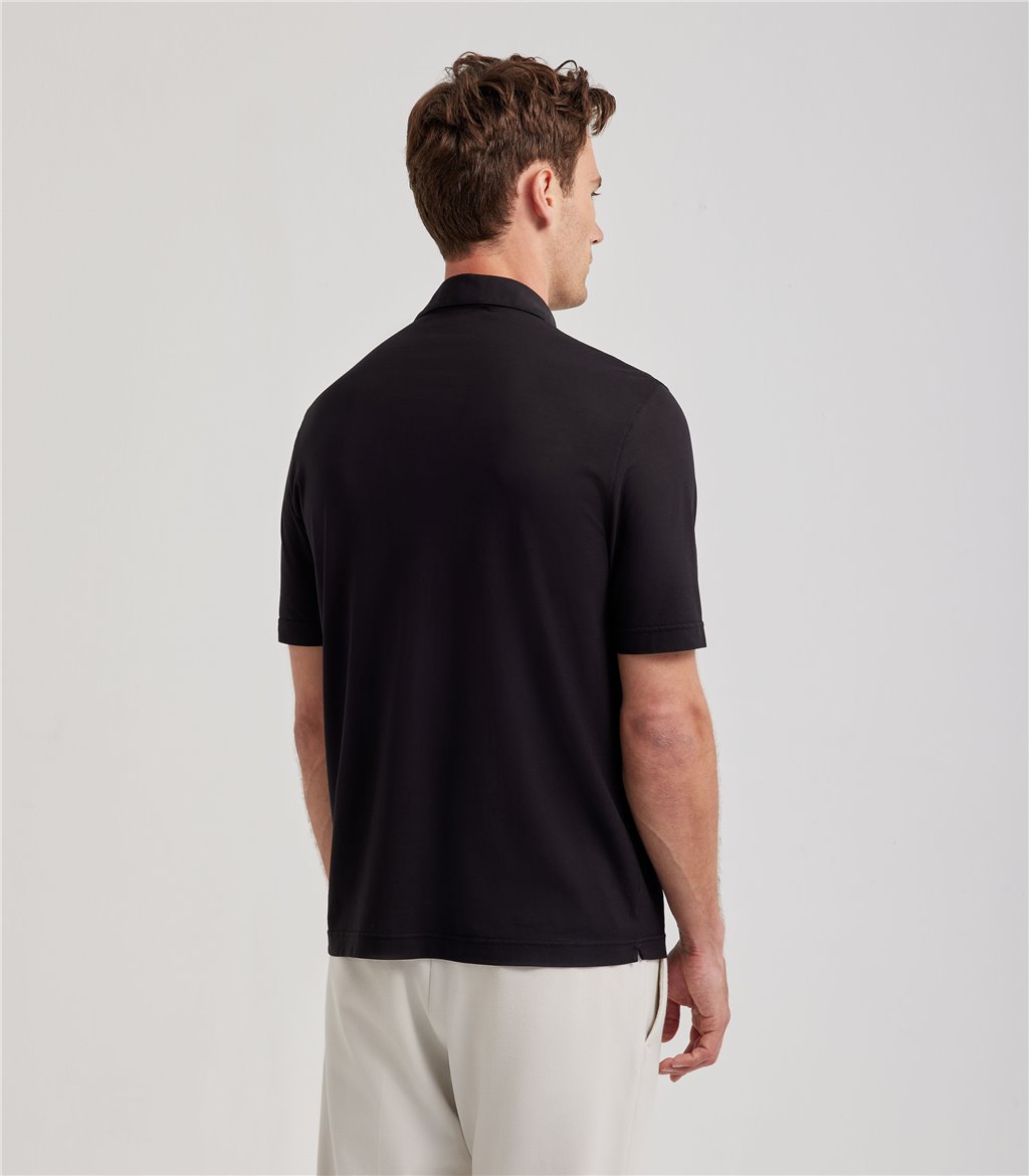 S.Moritz Polo nera da uomo in cotone crepe | S.Moritz Sito Ufficiale Prezzo Ridotto