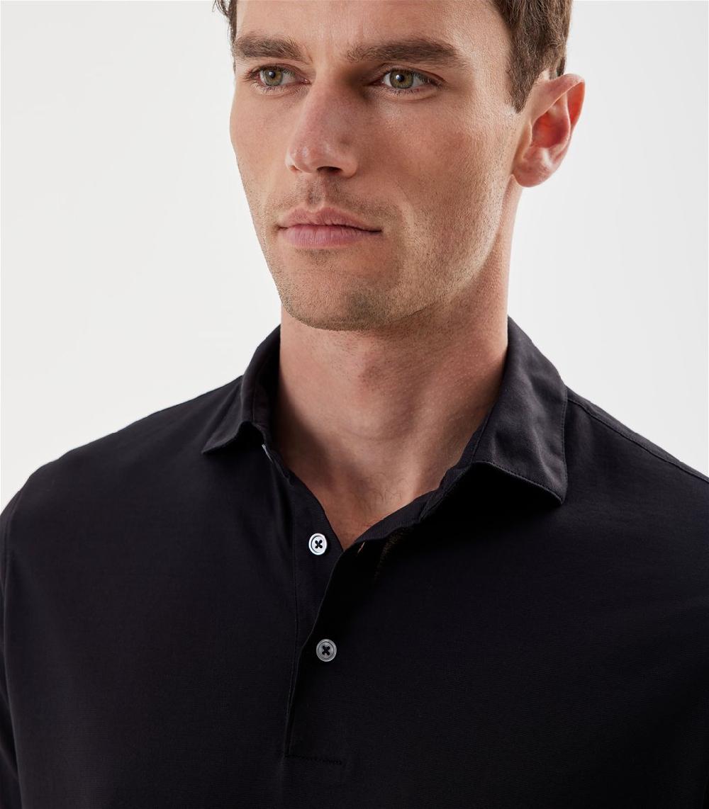 S.Moritz Polo nera da uomo in cotone crepe | S.Moritz Sito Ufficiale Prezzo Ridotto