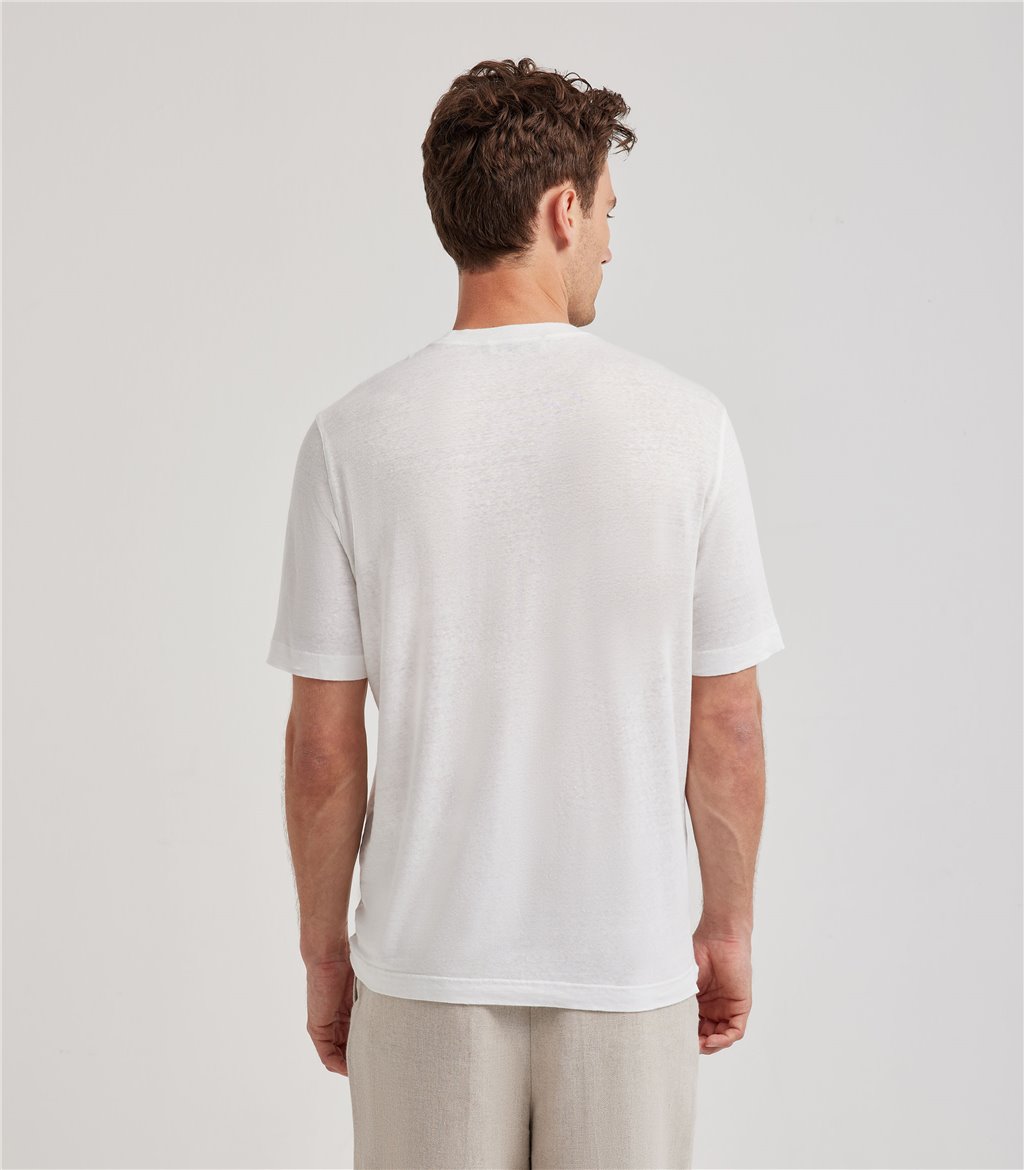S.Moritz T-shirt bianca da uomo in jersey lino | S.Moritz Sito Ufficiale In Saldo