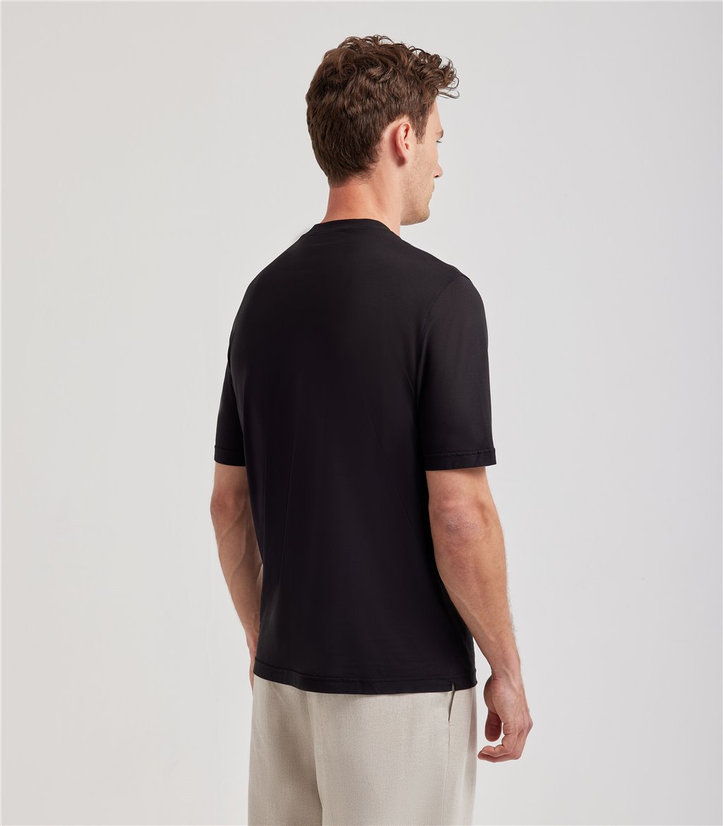 S.Moritz T-shirt nera da uomo in cotone crepe | S.Moritz Sito Ufficiale In Linea