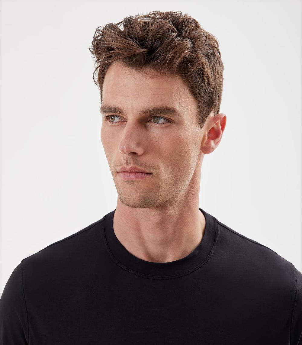 S.Moritz T-shirt nera da uomo in cotone crepe | S.Moritz Sito Ufficiale In Linea