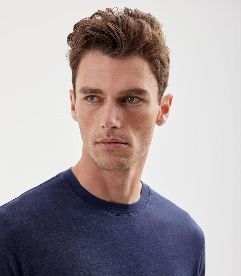 S.Moritz T-shirt indaco da uomo in jersey lino | S.Moritz Sito Ufficiale Nuovo