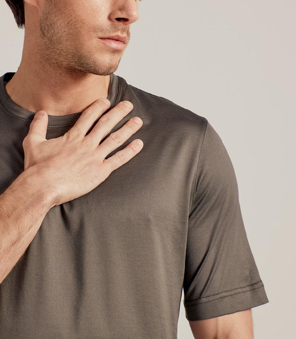 S.Moritz T-SHIRT IN COTONE SUPERFINE - VERDE MILITARE Negozi Online