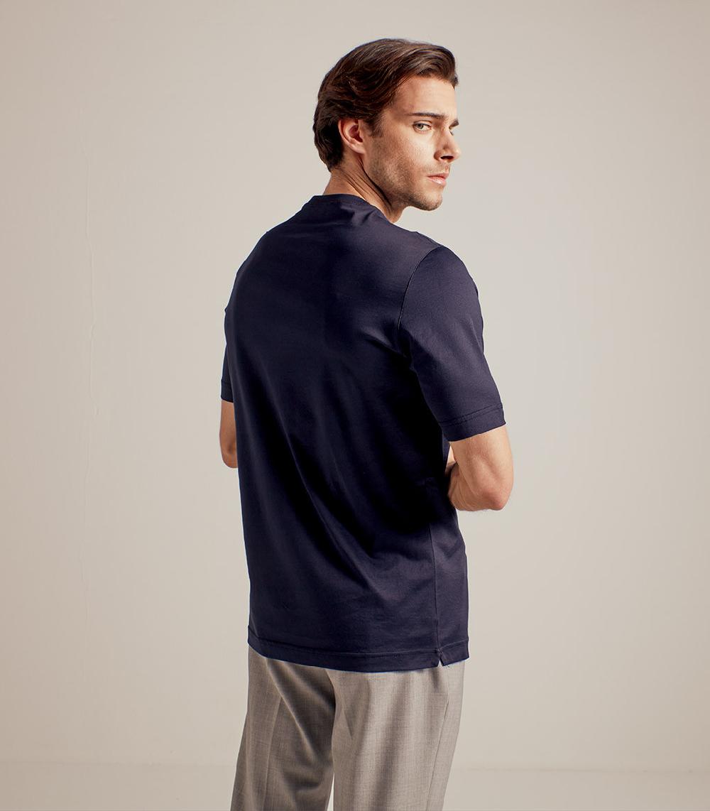 S.Moritz T-SHIRT IN COTONE SUPERFINE - BLU NAVY Acquista Ora