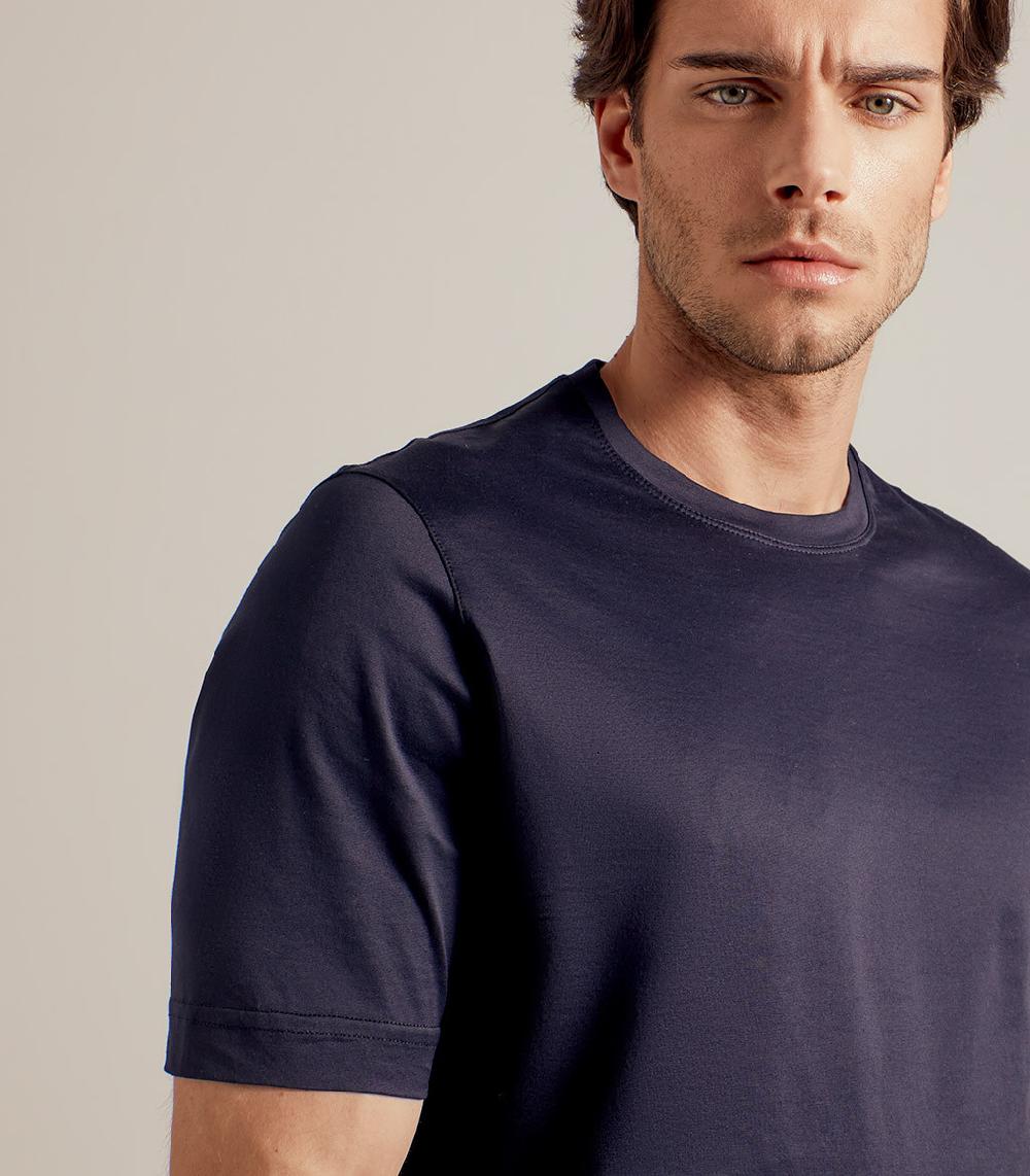S.Moritz T-SHIRT IN COTONE SUPERFINE - BLU NAVY Acquista Ora