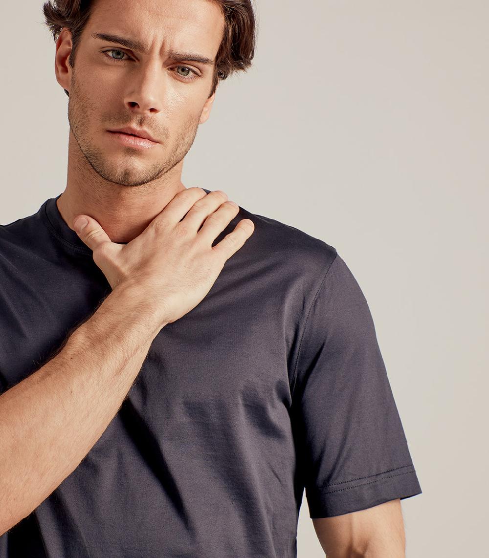 S.Moritz T-SHIRT IN COTONE SUPERFINE - GRIGIO ANTRACITE Consegna Veloce