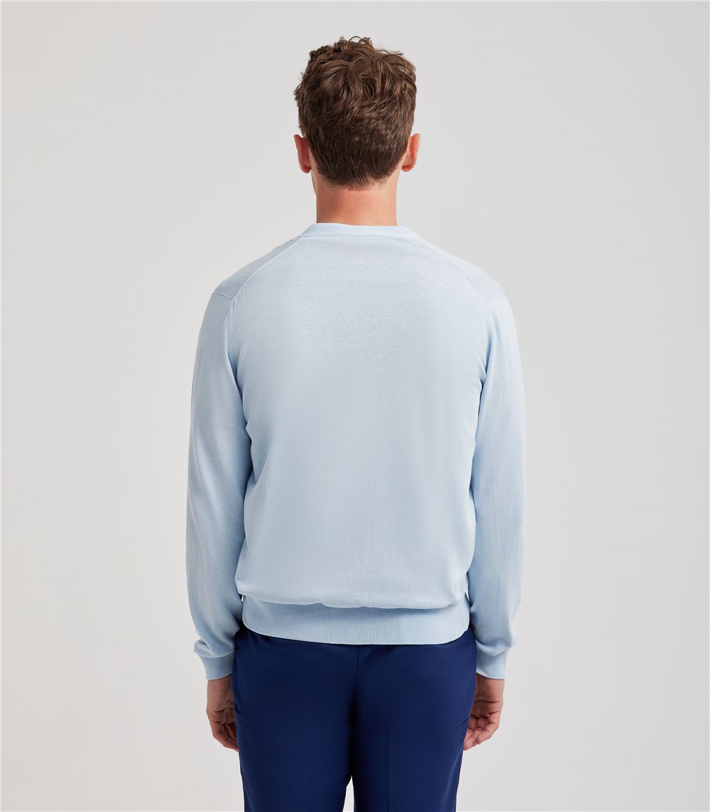 S.Moritz Cardigan da uomo in cotone blu polvere | S.Moritz Sito Ufficiale Prezzo Ridotto