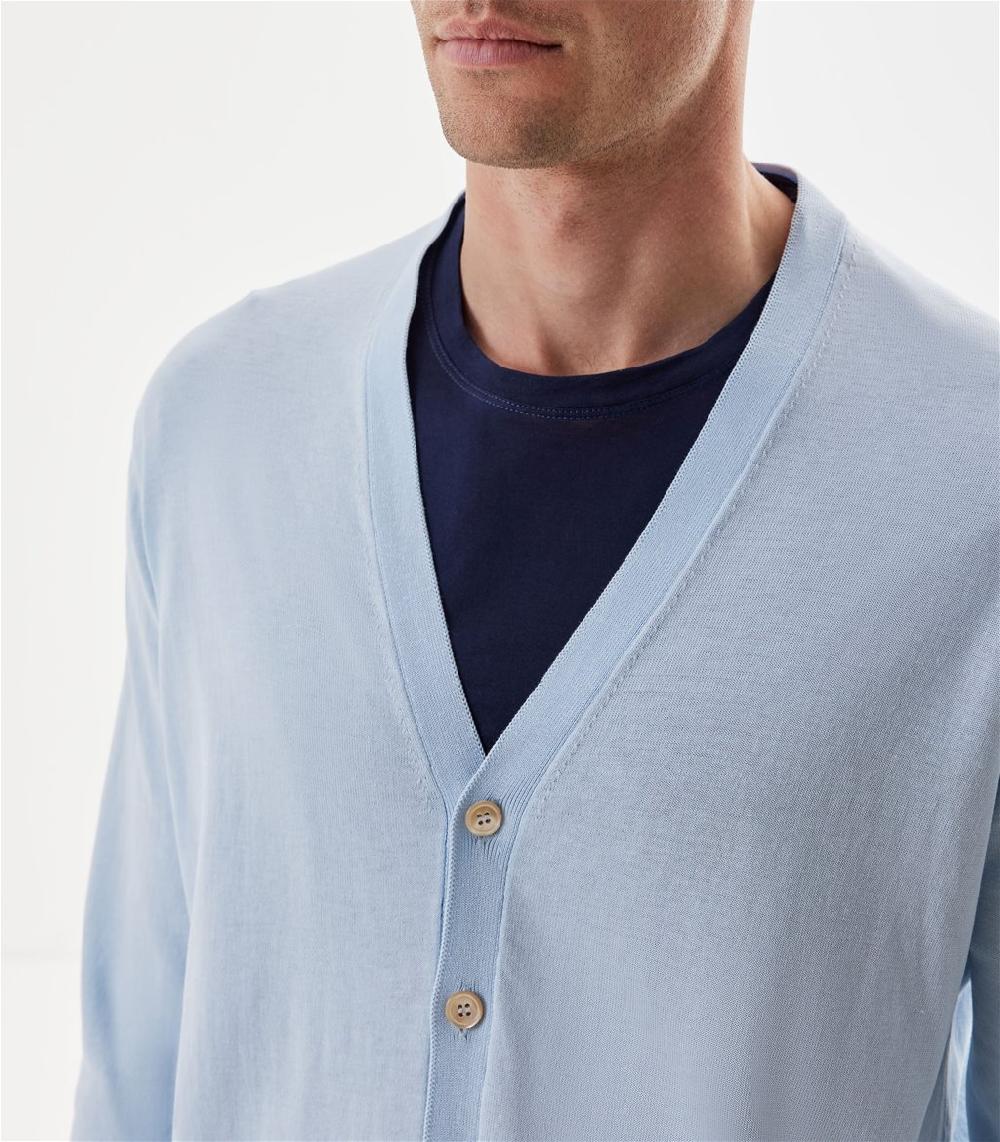 S.Moritz Cardigan da uomo in cotone blu polvere | S.Moritz Sito Ufficiale Prezzo Ridotto