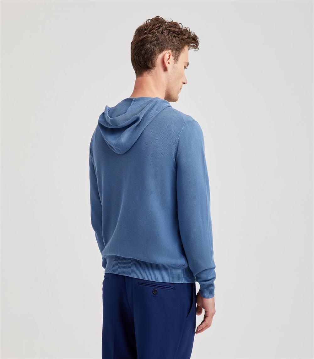 S.Moritz Felpa con cappuccio da uomo con zip blu | S.Moritz Sito Ufficiale Sottocosto
