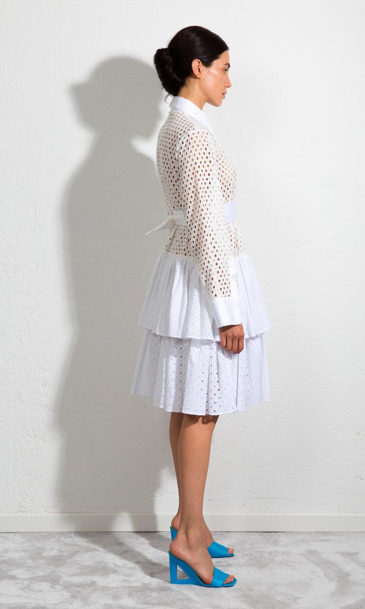 Sara Battaglia Ruffle Midi Dress Consegna Veloce