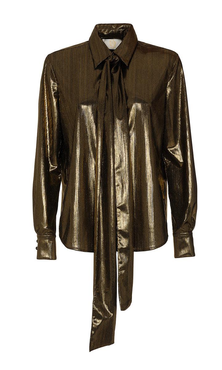 Sara Battaglia Lurex bow shirt Sottocosto
