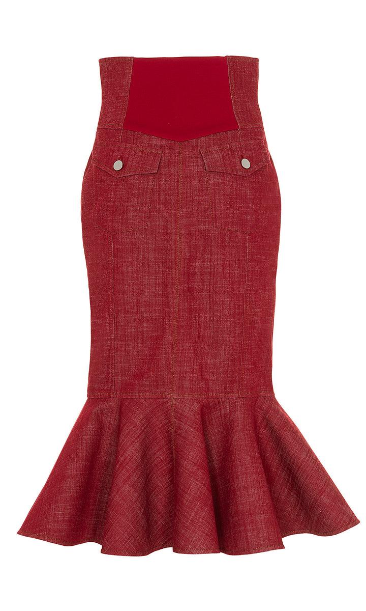 Sara Battaglia Denim longuette skirt Consegna Veloce