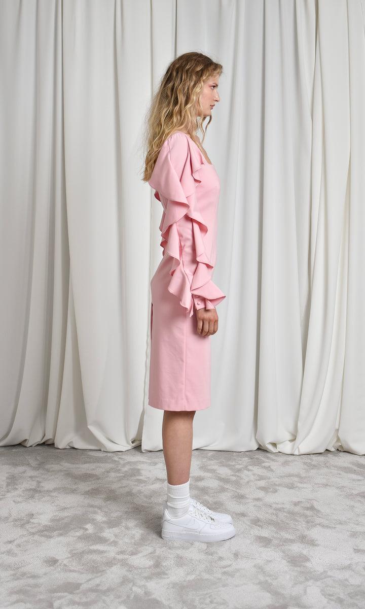 Sara Battaglia Ruffle sleeve midi dress Offerte