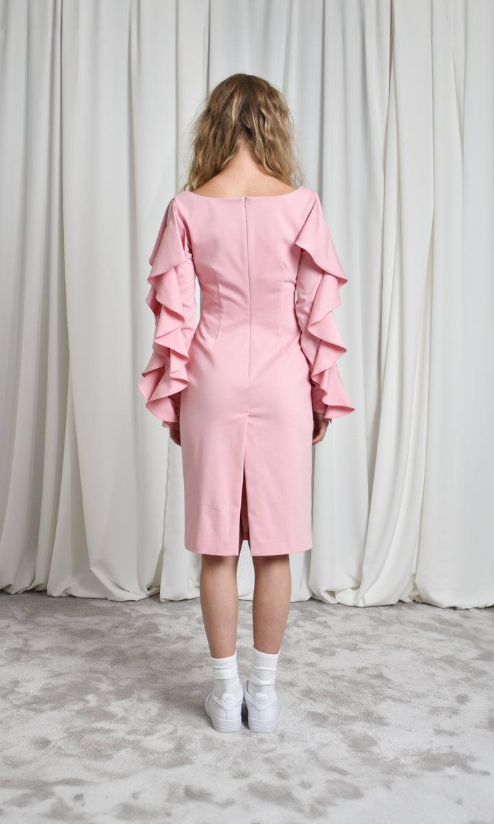 Sara Battaglia Ruffle sleeve midi dress Offerte