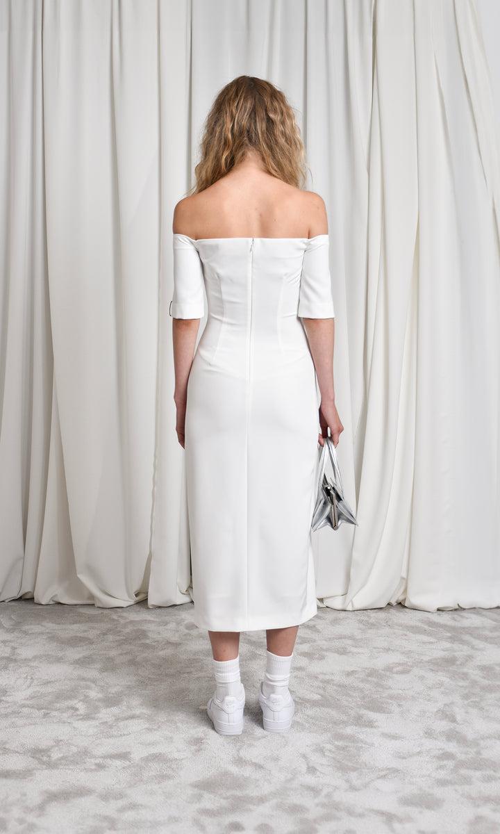 Sara Battaglia Neckline midi dress Vendita Calda