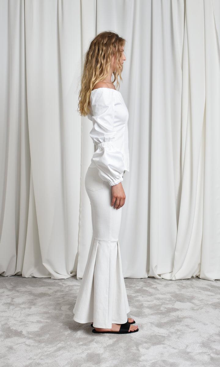 Sara Battaglia Neckline Puff Sleeve Top Economico