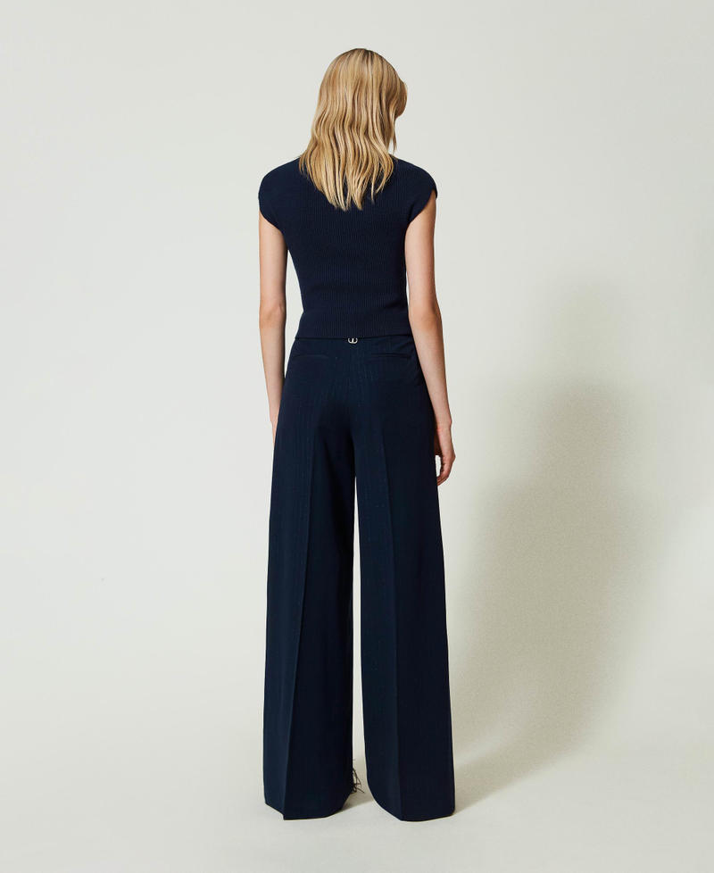 Scee by twin set Pantaloni wide leg gessati lurex Offerte