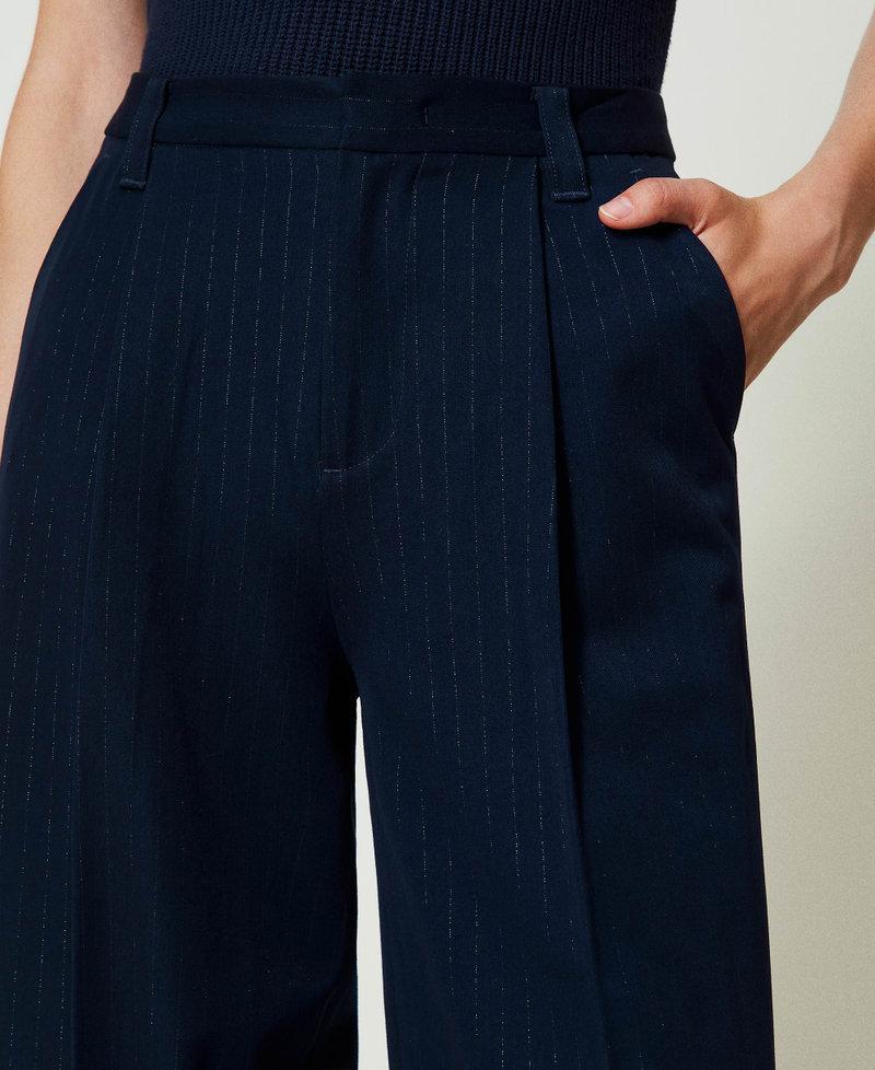 Scee by twin set Pantaloni wide leg gessati lurex Offerte