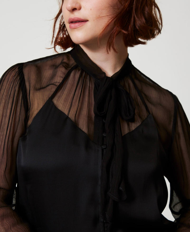 Scee by twin set Camicia in raso e chiffon Vendita Calda
