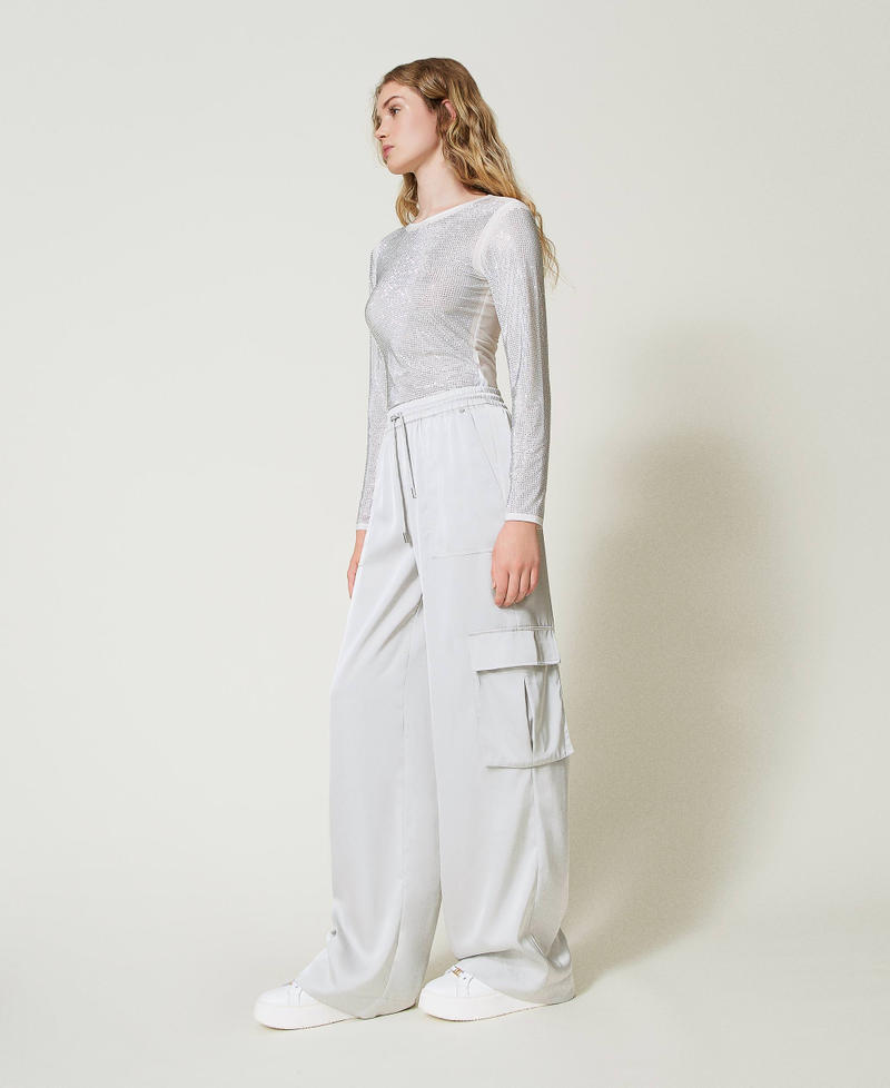 Scee by twin set Pantaloni cargo in raso Nuova