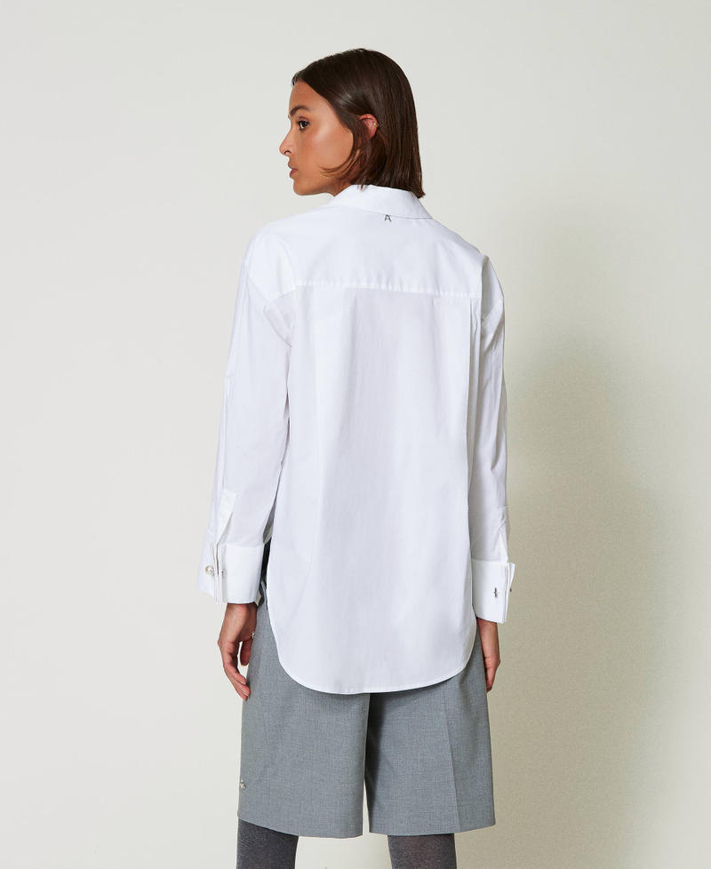 Scee by twin set Camicia over in popeline con ricami Italy