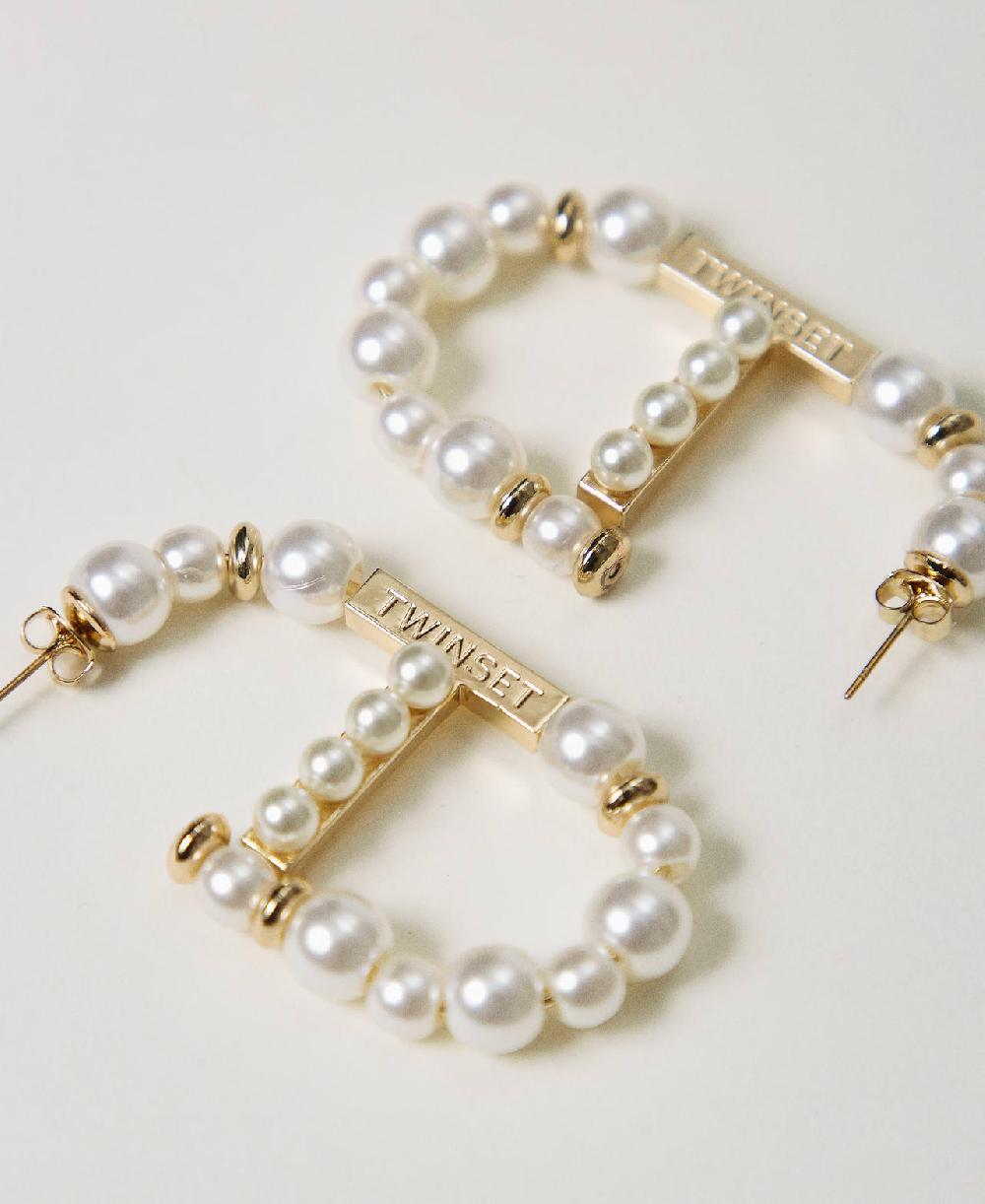 Scee by twin set Orecchini Oval T con perle Vendita Economica