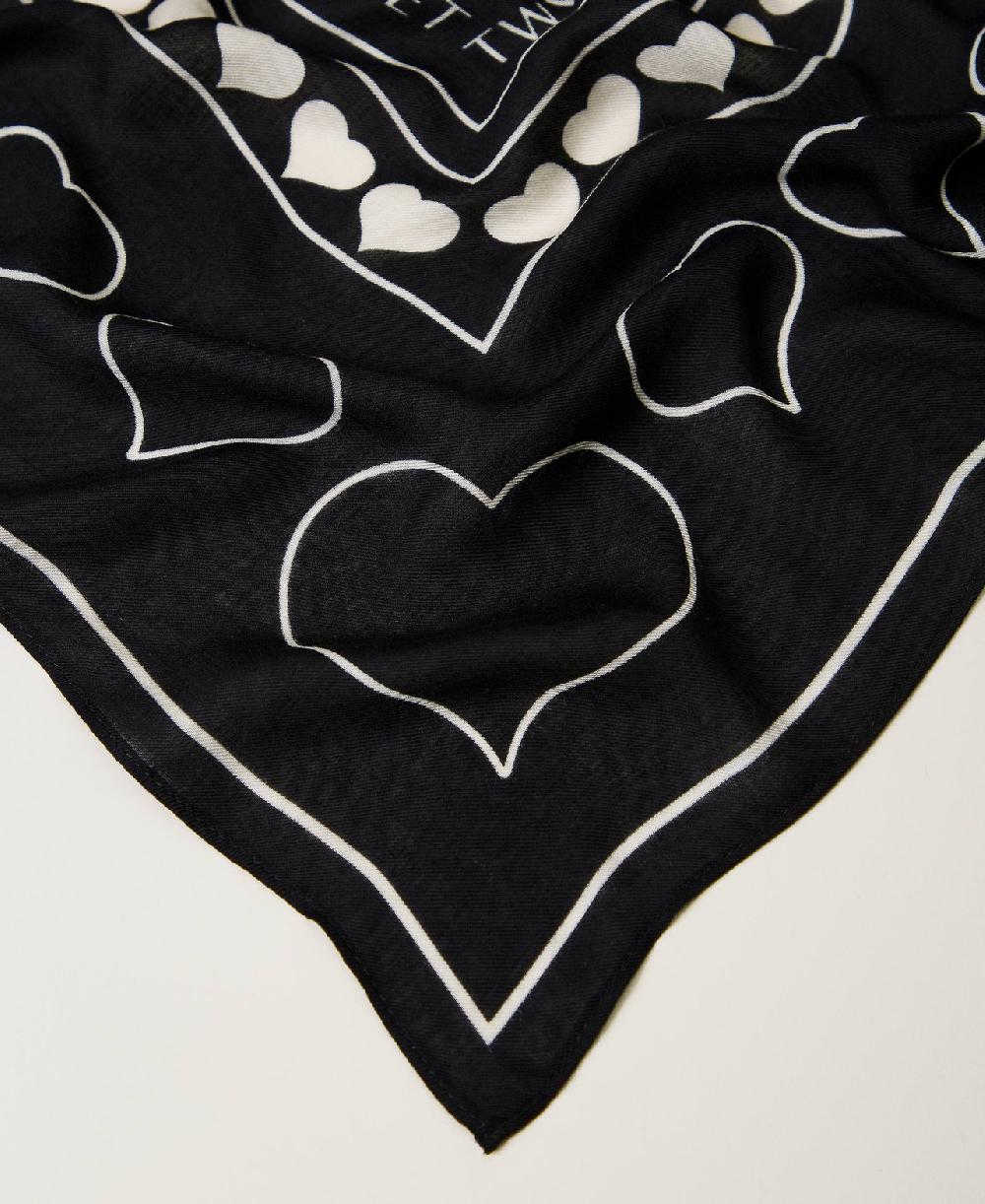 Scee by twin set Kefiah con stampa logo e cuori Saldi Di Fabbrica