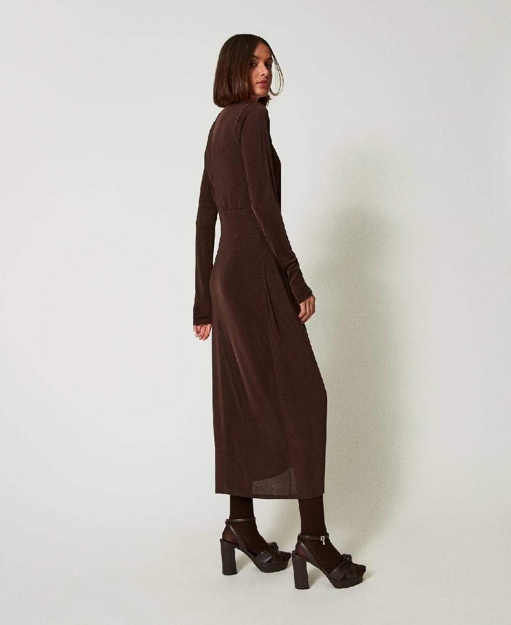 Scee by twin set Abito lungo in jersey con drappeggio laterale In Linea
