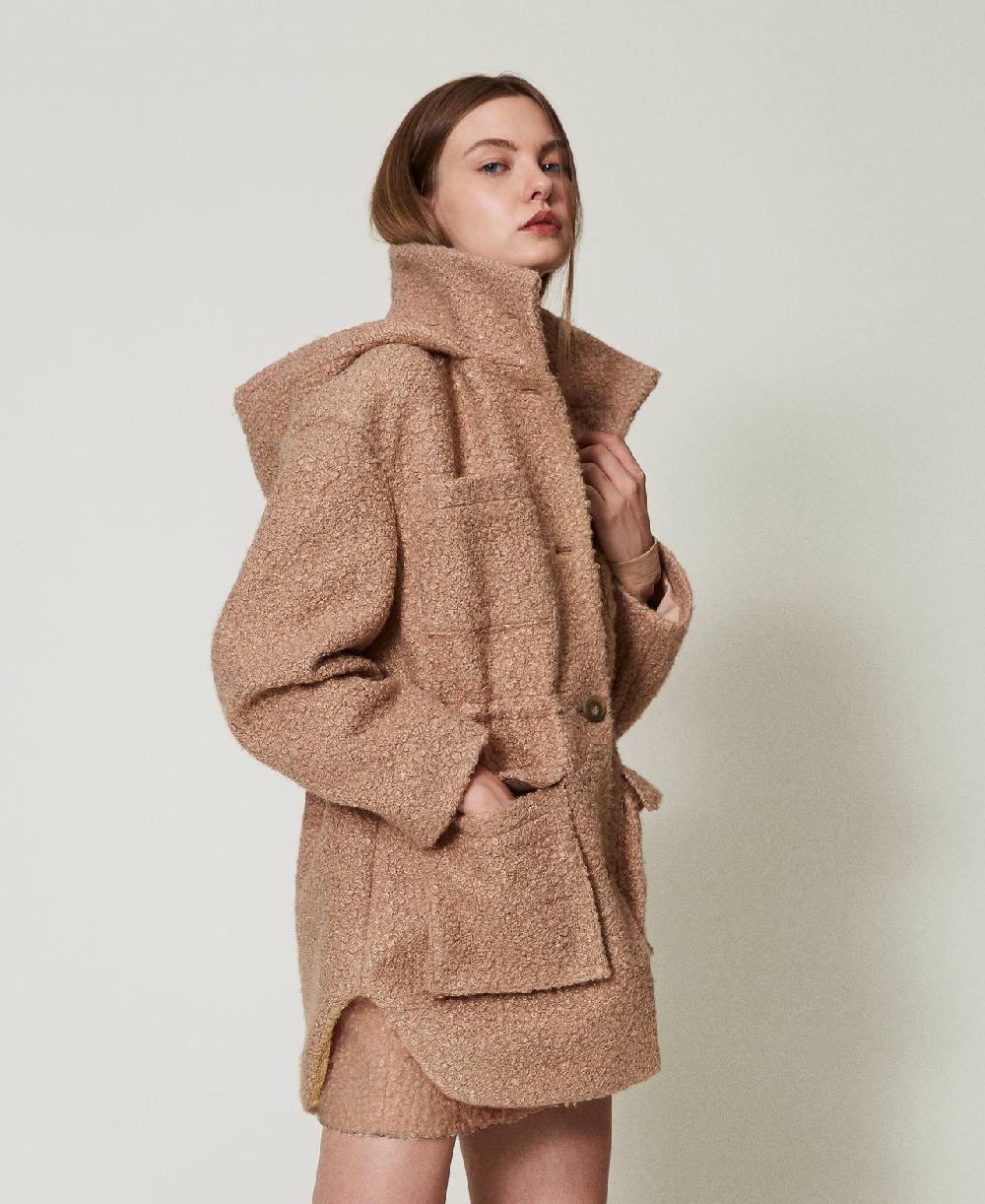 Scee by twin set Cappotto parka in panno arricciato Nuovo