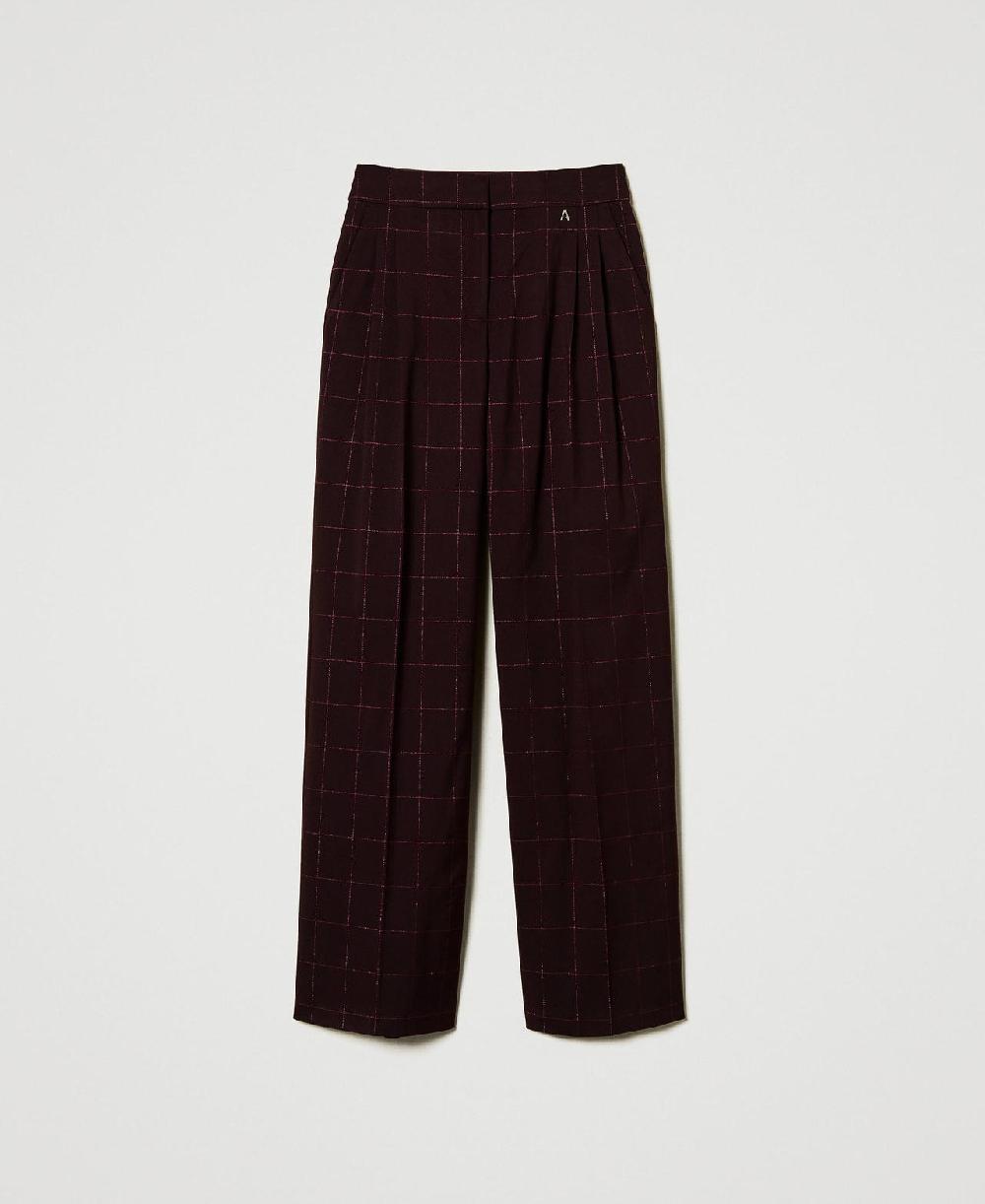 Scee by twin set Pantaloni a palazzo check con lurex