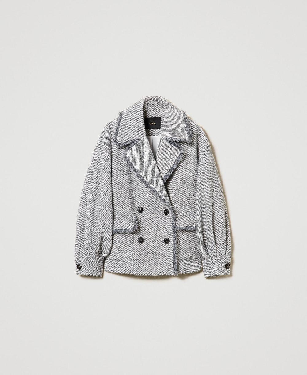 Scee by twin set Caban doppiopetto in panno bicolor