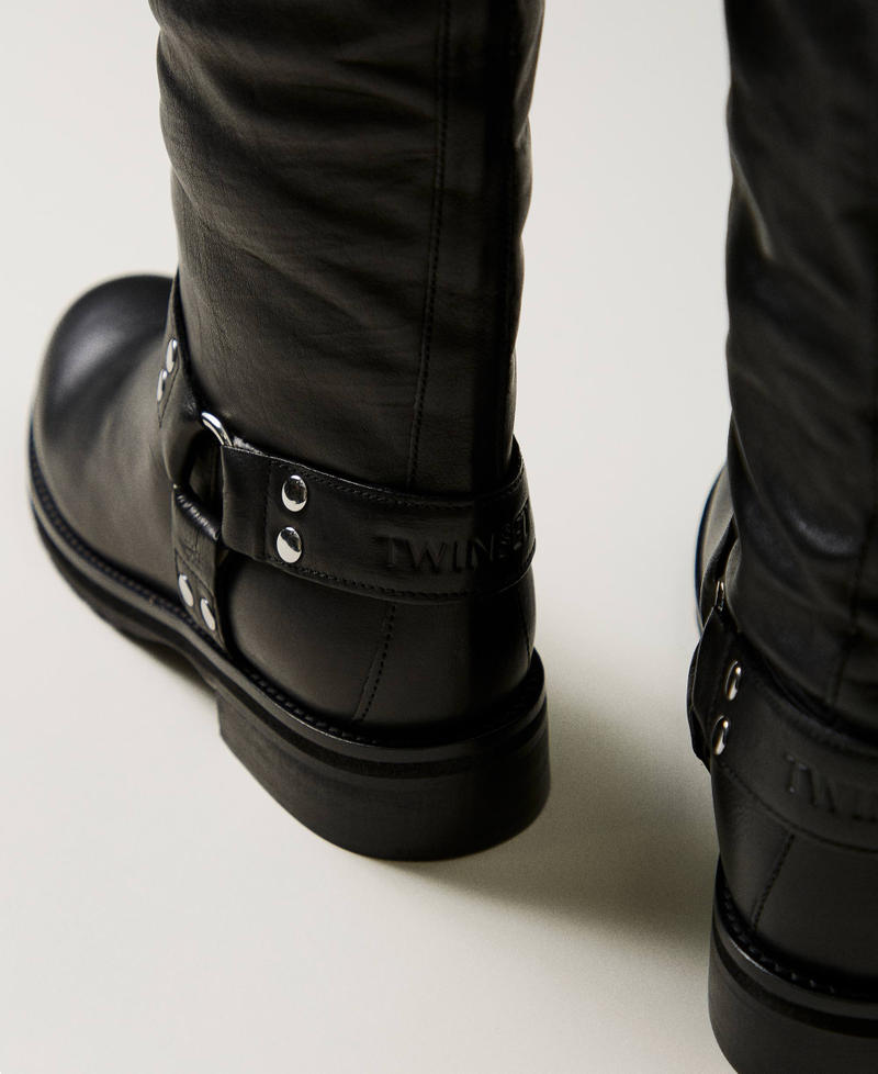 Scee by twin set Stivali biker 'Darcy' in pelle con cinturini Shopping Online