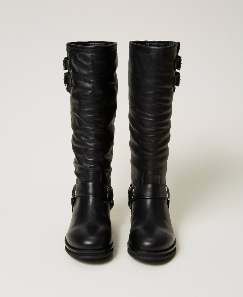 Scee by twin set Stivali biker 'Darcy' in pelle con cinturini Shopping Online