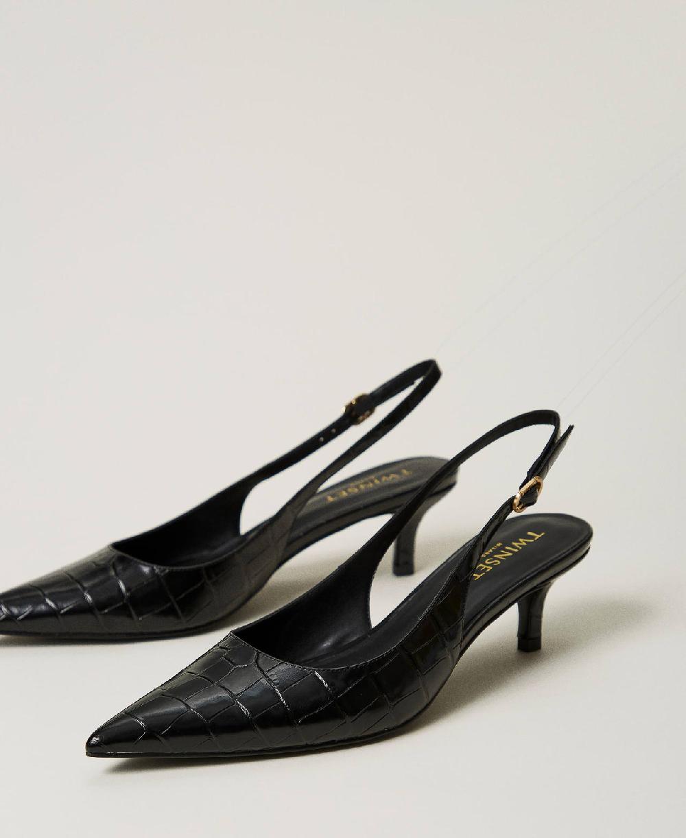 Scee by twin set Décolleté sling back a stampa cocco Prezzo basso