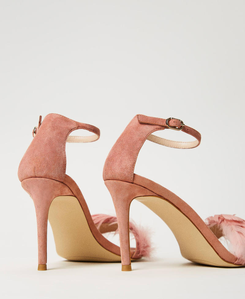 Scee by twin set Sandali in pelle con piume Outlet