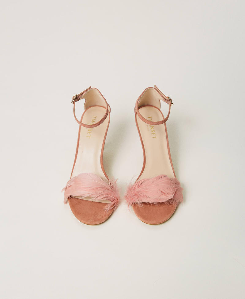 Scee by twin set Sandali in pelle con piume Outlet