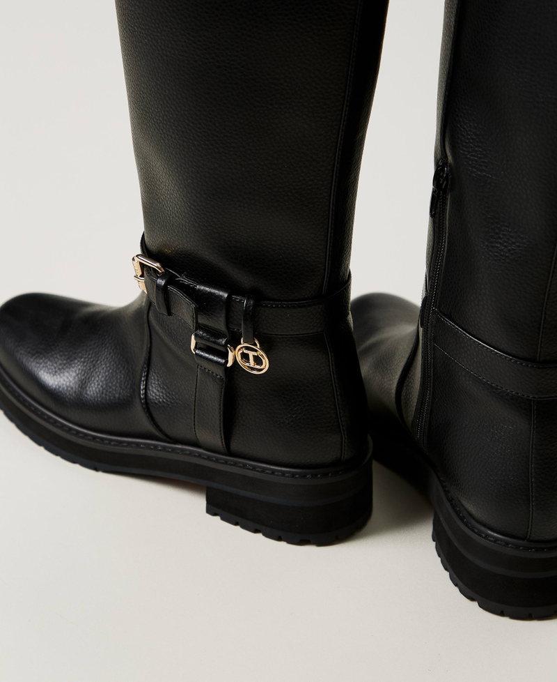 Scee by twin set Stivali biker in pelle con Oval T Vendita Economica