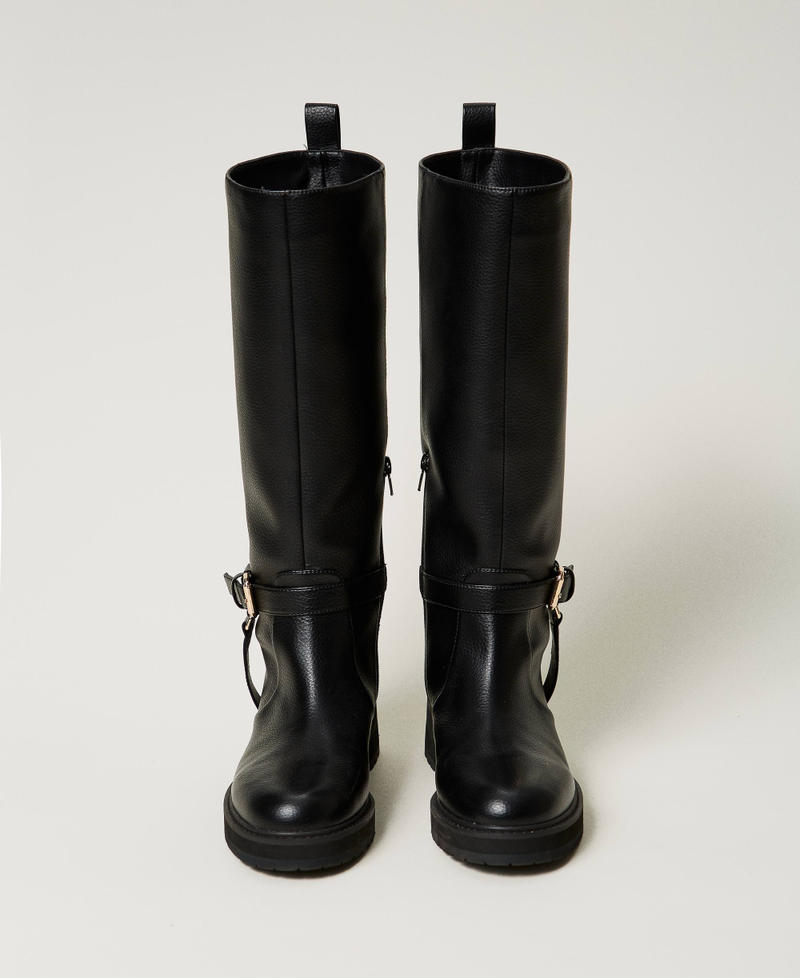 Scee by twin set Stivali biker in pelle con Oval T Vendita Economica