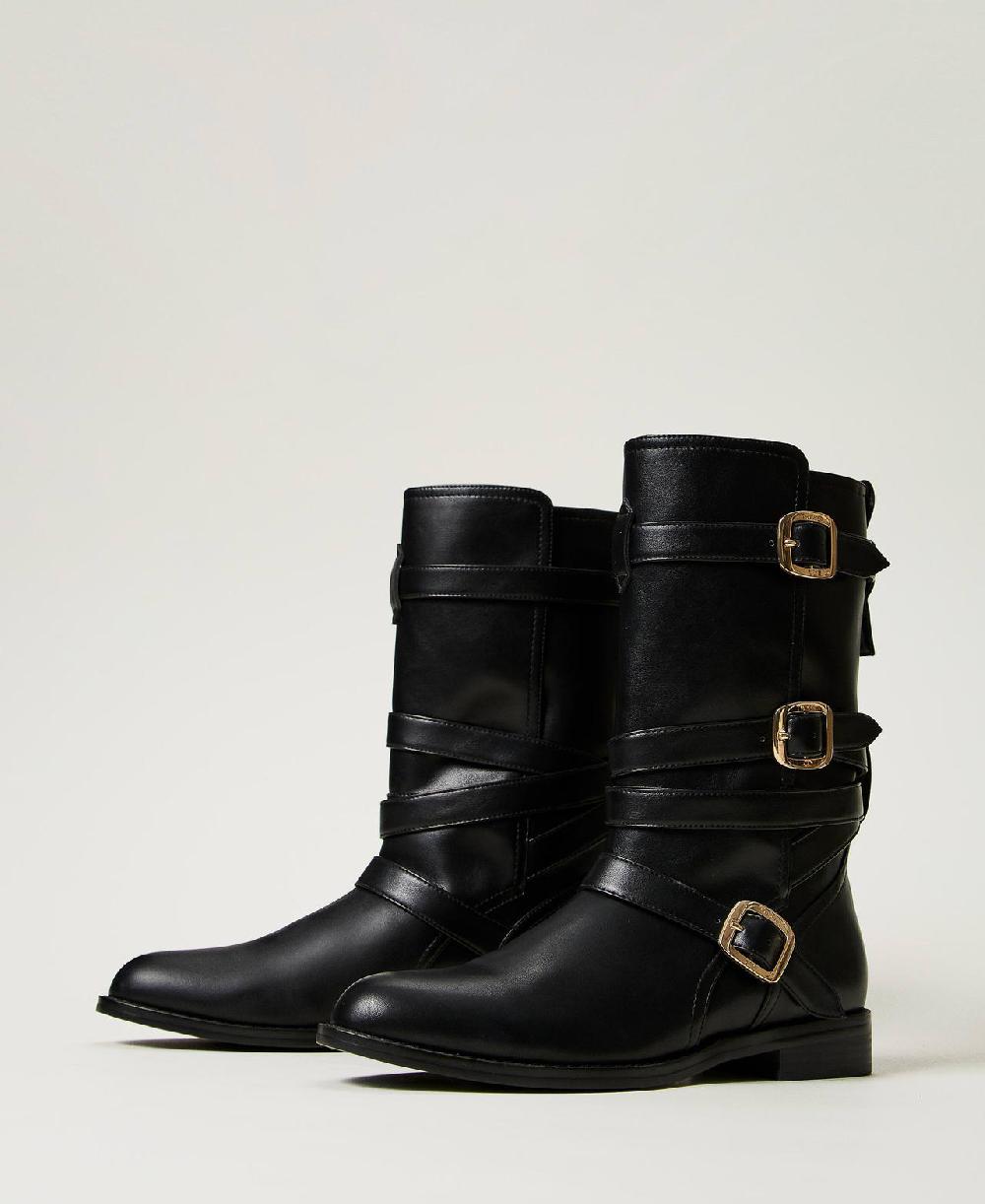 Scee by twin set Stivali biker con cinturini Saldi Di Fabbrica