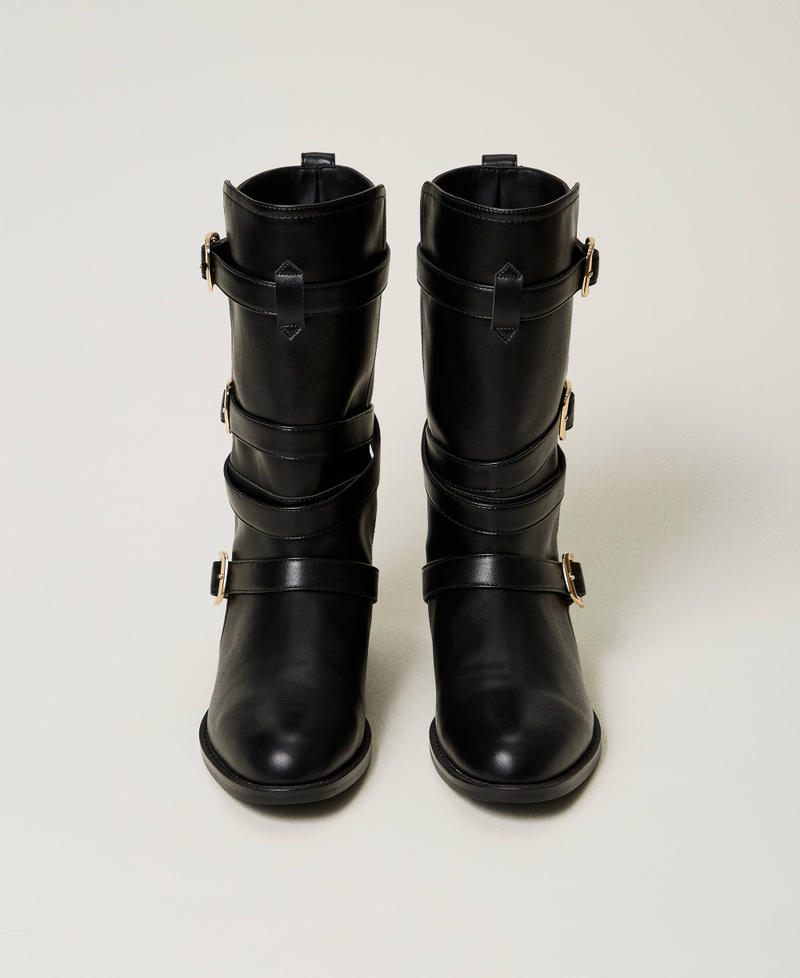 Scee by twin set Stivali biker con cinturini Saldi Di Fabbrica