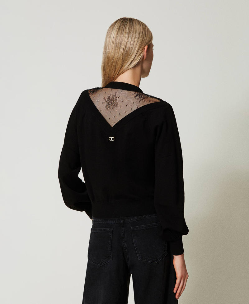 Scee by twin set Maglia con pizzo e fiocco 2025