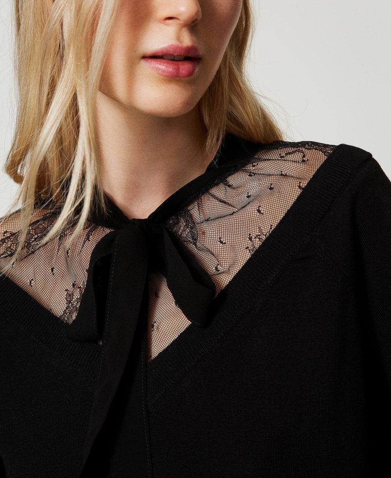Scee by twin set Maglia con pizzo e fiocco 2025