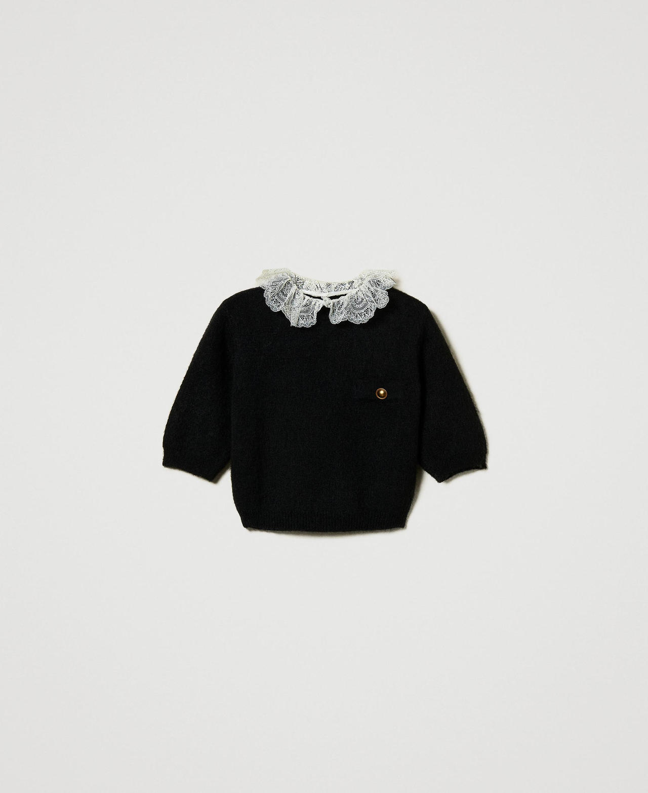 Scee by twin set Maglia 'Charlotte' in misto mohair con pizzo
