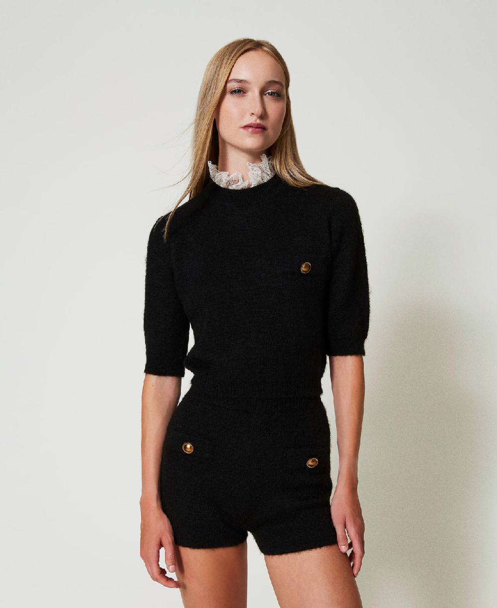 Scee by twin set Maglia 'Charlotte' in misto mohair con pizzo Italy