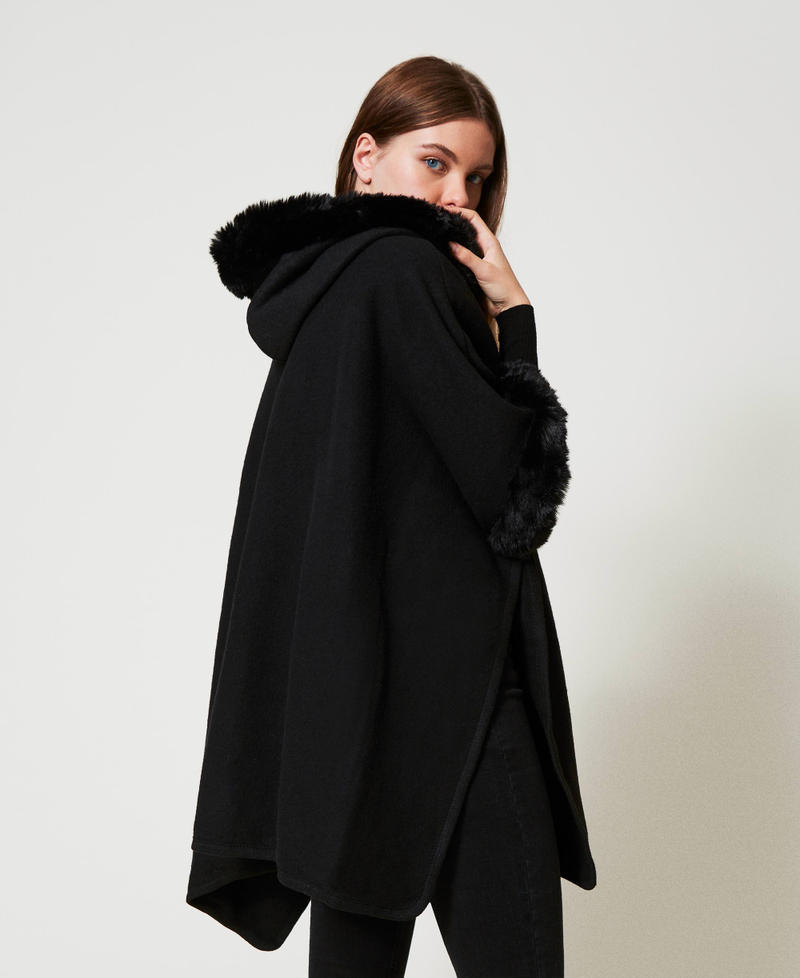 Scee by twin set Poncho in panno e faux fur Qualità