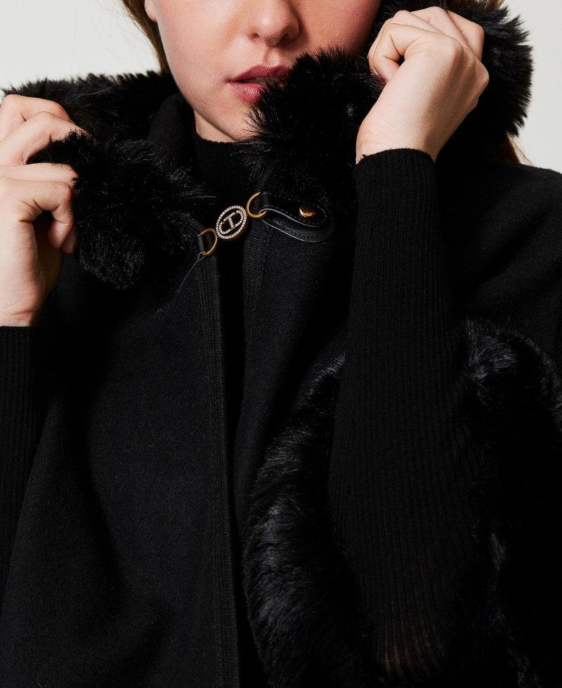 Scee by twin set Poncho in panno e faux fur Qualità